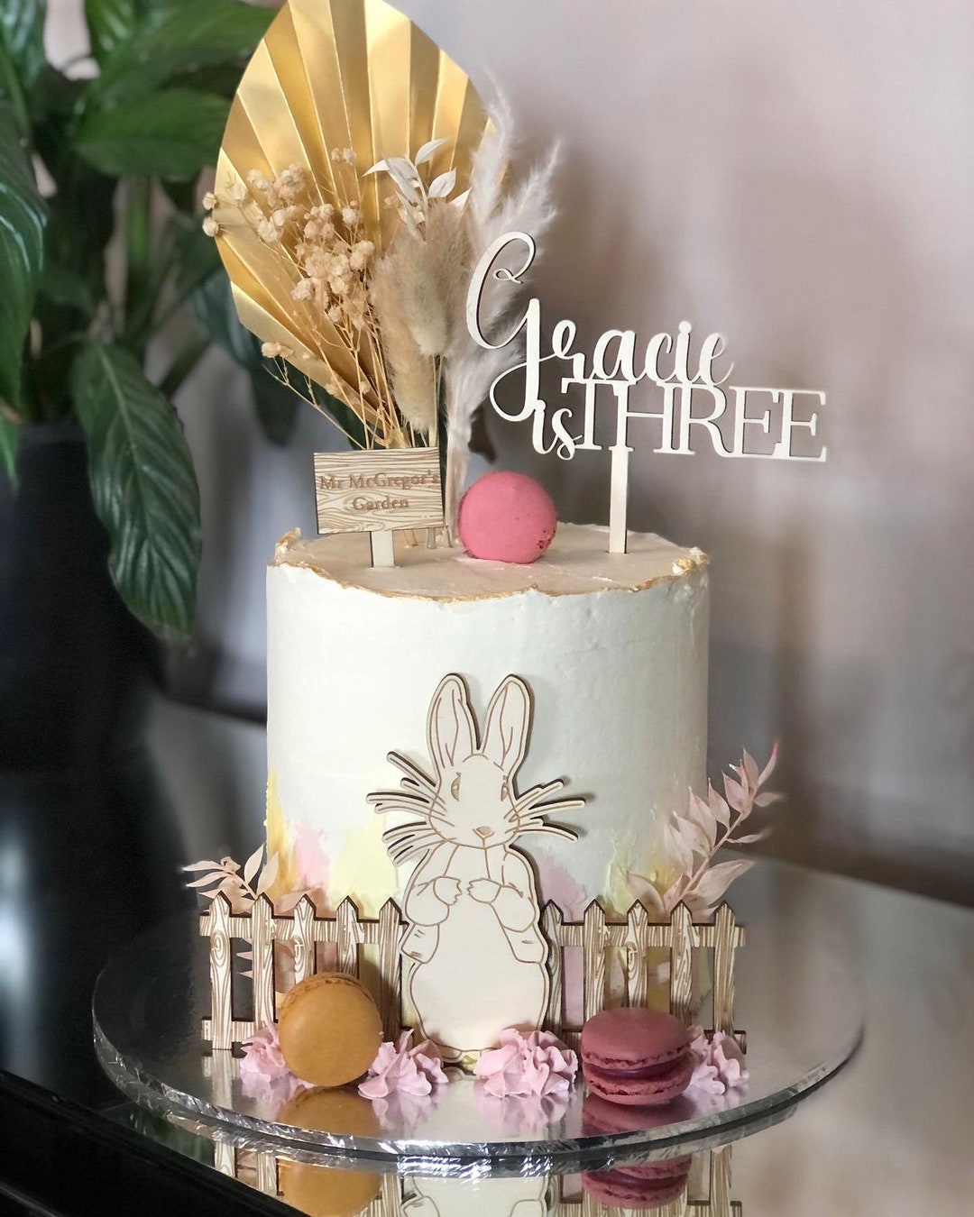 Wooden Rabbit Cake Topper Set. - Etsy UK
