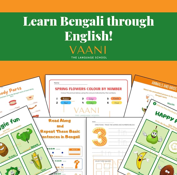 Bengali Printable Worksheet Learn Bengali Through English Etsy