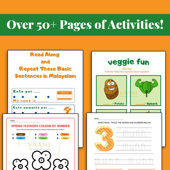 malayalam printable worksheet learn malayalam through etsy canada
