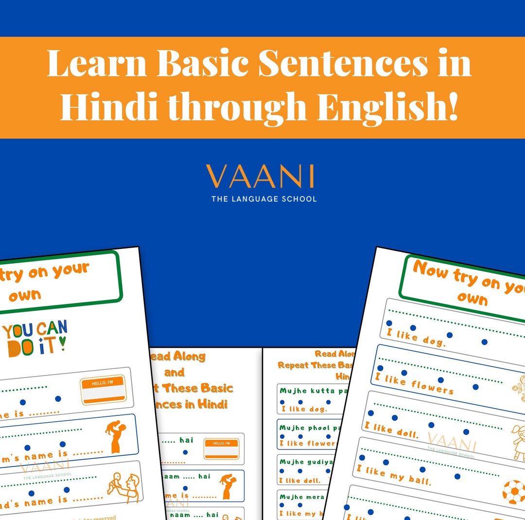 Hindi Printable Sentences Worksheet - Learn Hindi Basic Sentences ...