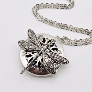 Silver Aromatherapy Dragonfly Pendant, Dragonfly Silver Essential Oil Pendant Necklace, Aromatherapy Necklace Gift, Gift for Her
