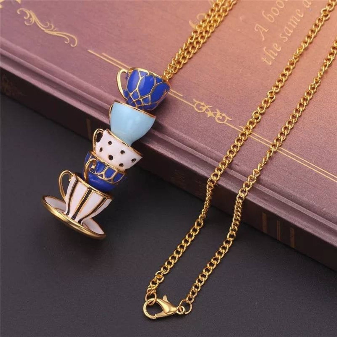 Tea Cup Necklace Teacups Charm Necklace Tea Cup Pendant Tea Etsy
