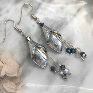 Silver Lily Earrings, Lily Flower Drop Earrings, Calla Lily Silver Dangle Earrings, Floral Silver Lily Earrings, Wedding Earrings