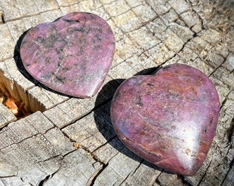 Small Ruby Hearts From India | Ruby Corundum Polished Heart Carving | July Birthstone