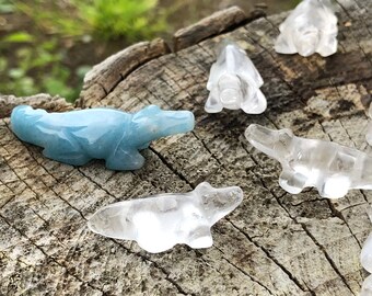 Mini Quartz Crystal Alligator/Crocodile Carvings From Brazil! | Trolleite Quartz and Clear Quartz Hand Carved Gators