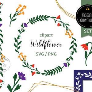 | clipart PNG&SVG Wildflower carte d’invitation de mariage - numéro de table de mariage - baptême - téléchargement instantané