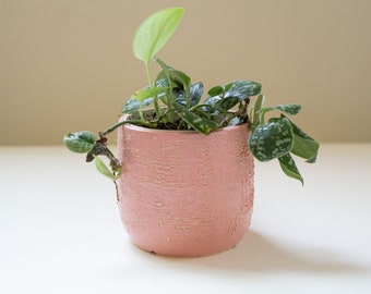 4" Textured Pink Planter | Crawl Glaze | Speckled | Handmade Ceramic Pot