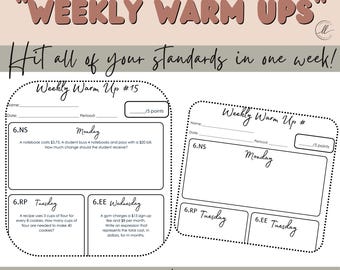 Math Bell Ringer Template | Canva Editable | Morning Work - Etsy