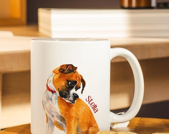 Custom Pet Portrait Mug – 11oz Ceramic Cup, Dog Cat Lover Gift