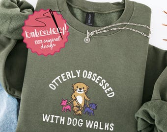 Embroidered Dog Walker Sweatshirt, Dog Walker Gifts, Dog Lover Gift, Embroidered Sweater, Funny Dog Shirt, Gifts for Dog Moms, Dog Walk