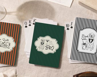 Custom Pet Portrait Playing Cards, Personalized Poker Deck, Wedding Favors, Gifts for Pet Lovers
