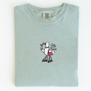 Embroidered Silly Goose Martini Shirt, Comfort Colors Embroidered Goose T Shirt, Cute Animal Embroidery, Silly Goose Club