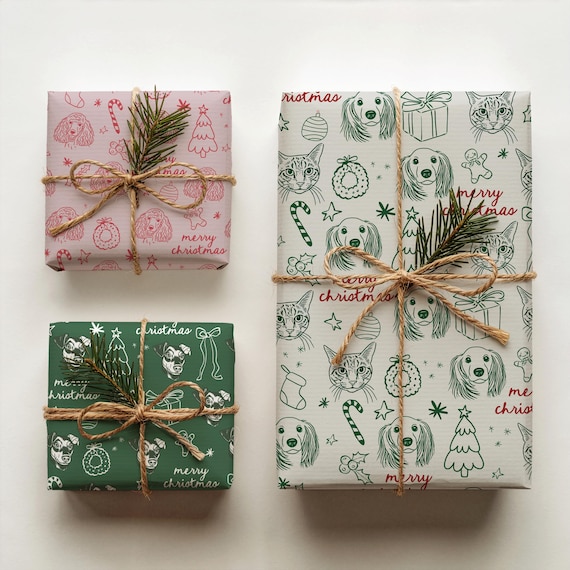 Custom Pet Wrapping Paper Using Pet Photo, Custom Christmas Dog Face Wrapping Paper, Personalized Pet Gift Wrap, Custom Hanukah Gift Wrap