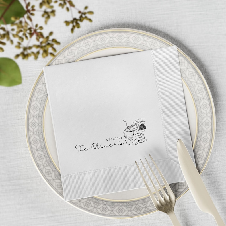 Custom Pet Cocktail Napkins, Dog Wedding Napkins, Personalized Napkins, Baby Shower Napkins, Pet Napkins, Dog Napkins, Birthday Napkins image 3