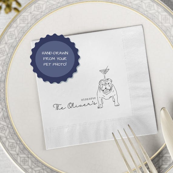 Custom Pet Cocktail Napkins, Dog Wedding Napkins, Personalized Napkins, Baby Shower Napkins, Pet Napkins, Dog Napkins, Birthday Napkins
