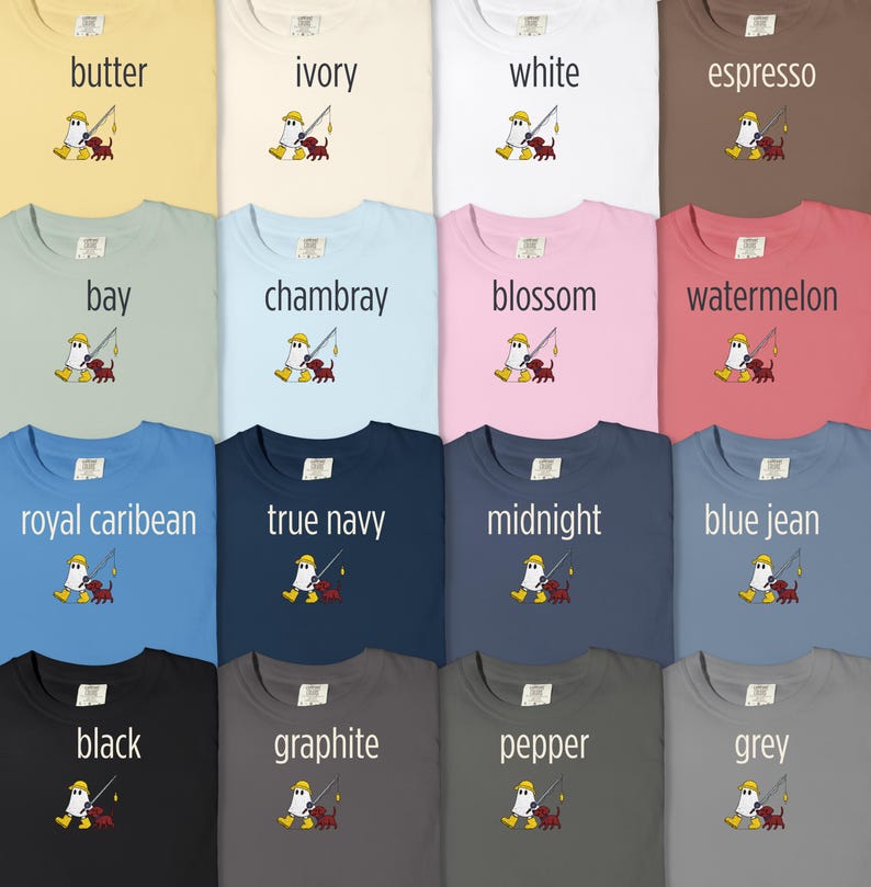 Cute Summerween T-Shirt - Ghost and Dog Fishing Ghost Halloween Tee, Halloween Fisherman Aesthetic, Comfort Colors image 9