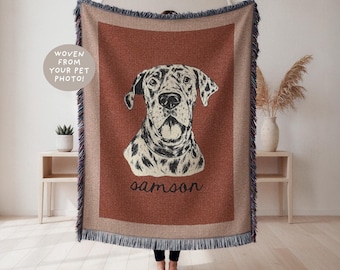 Personalized Woven Blanket with Pet, Custom Pet Blanket, Pet Memorial Blanket, Custom Dog Blanket, Custom Pet Gifts, Gifts for Pet Lovers