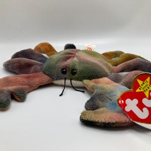 Claude Beanie Baby Crab, Ty USA, Ty UK Ltd, Ty Deutschland on Hang Tag, DOB 9-3-96  Retired 1999, Original Mint Condition With Original Poem