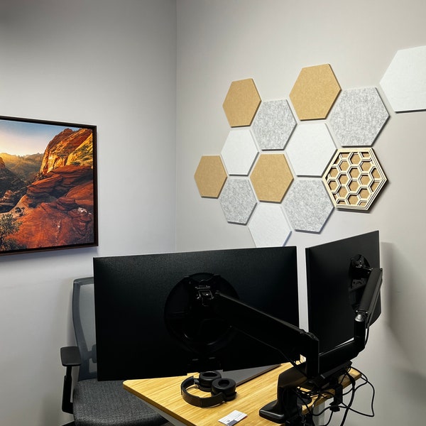 Simply Soundless Premium Sound Panels - Hexagon Acoustic Tiles w/ Adhesive Backing