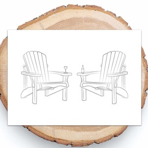 Carte de vœux de chaise Muskoka avec bière et vin, carte de vœux Adirondack, carte Muskoka, carte de chaise, carte vin, carte bière, carte chalet
