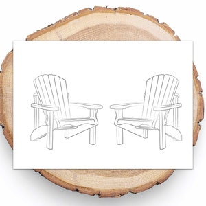 Carte de chaise Muskoka, Chaises Muskoka, Carte Adirondack, Carte de vœux simple, Intérieur vierge, Carte de vœux Ontario, Carte du lac, Chaises Adirondack