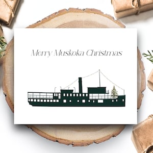 Segwun Christmas Card, Muskoka Christmas Card, Gravenhurst, Lake Muskoka, Muskoka Christmas, Muskoka Steamships, Woodington Design Co