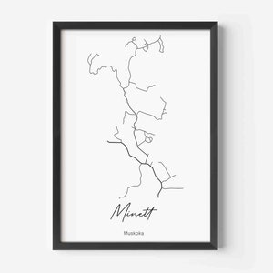 Minett Map, Muskoka Lakes Ontario, Lake Rosseau, Cottage Gift, Muskoka Cottage, Cottage Decor, Ontario Canada
