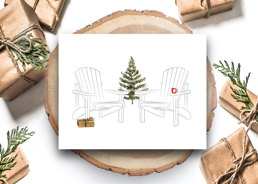 Muskoka Chair Christmas Tree Christmas Card, Illustrated Christmas Card