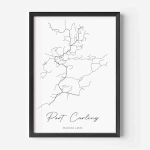 Port Carling Map, Customizable Map, Muskoka Lakes, Map Print, Lake Rosseau, Cottage Gifts, Cottage Decor, Muskoka Cottage, Lake Muskoka