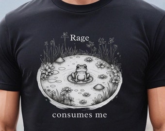 Camiseta divertida de rana con mensaje Rage Consumes Me, camiseta de rana, camisetas con memes de rana, camiseta divertida de rana, camiseta retro vintage de rana