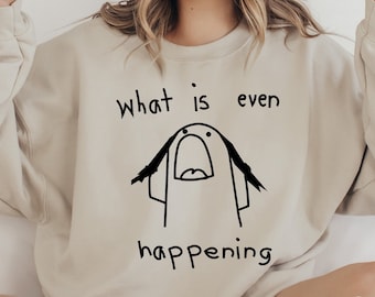 What Is Even Happening Meme Sweatshirt, Funny Aesthetic Cottagecore Sweatshirt Shirt, What Is Even Happening Retro Style Crewneck Sweatshirt