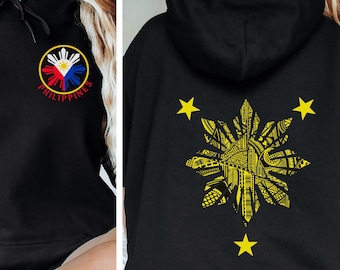 Unisex Filipino Hoodie, Trendy Philippines Hoodie, Unisex Filipino Shirts, Filipina Crewneck, Philippines Flag Front And Back Hoodie