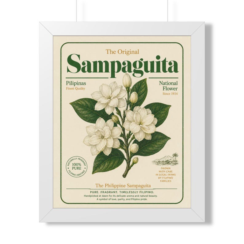 Vintage Sampaguita Wall Art Print Filipino Art, National Flower of the Philippines Decor, Filipino Heritage Gift, Botanical Vintage Poster image 10