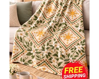 Philippine Sun Star Filipino Velveteen Blanket, Cozy Cotton Blanket Gift For Filipino Wife, Filipino Blanket Gift For Filipina Mom