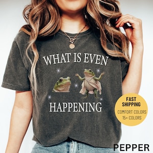 What Is Even Happening Comfort Color Funny Cottagecore Frog Shirt
