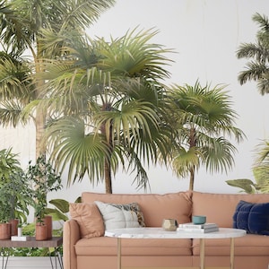 Palm Trees Wallpaper Peel and Stick, Tropical Wallpaper, Trees Wall Mural, Removable Wallpaper