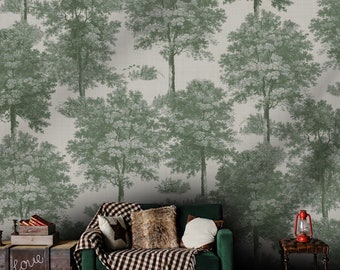 Vintage Tree Wallpaper | Landscape Wall Mural | Scene Wallpaper Peel and Stick