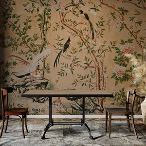 Chinoiserie Wallpaper Peel and Stick, Tree Wall Mural, Removable Wallpaper