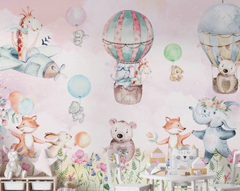 Kids Wallpaper | Happy Animals Dancing Wall Mural | Cute Animals Wallpaper | Peel and Stick