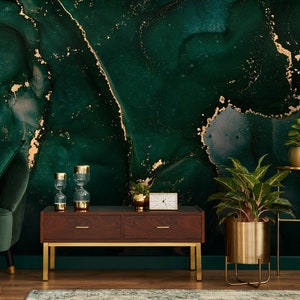 Carta da parati verde marmo | Carta da parati murale in marmo stacca e incolla