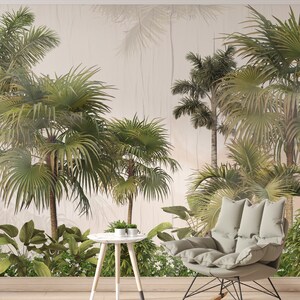 Palm Tree Wallpaper | Tropical Wall Mural | Removable Peel and Stick