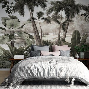 Tropical Landscape Wallpaper | Rainforest Wallpaper | Removable Peel and Stick Wallpaper | Tropical Wall Decor | Self Adhesive Wallpaper