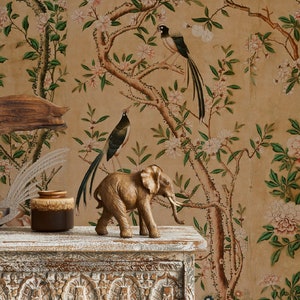 Chinoiserie Wallpaper Peel and Stick, Tree Wall Mural, Removable Wallpaper image 7