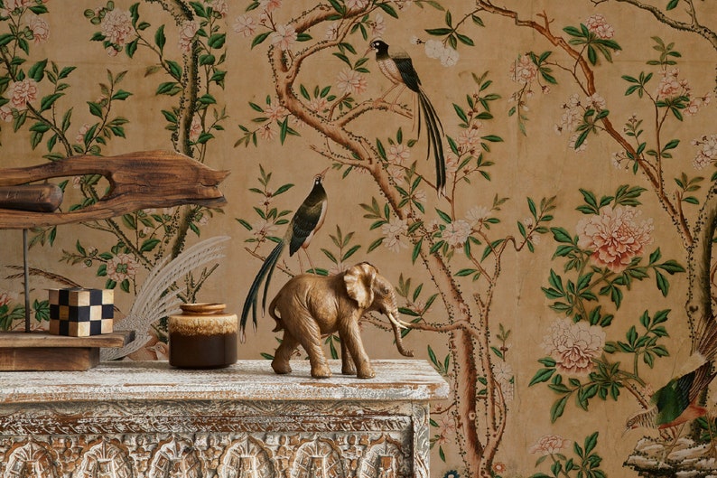 Chinoiserie Wallpaper Peel and Stick, Tree Wall Mural, Removable Wallpaper image 7