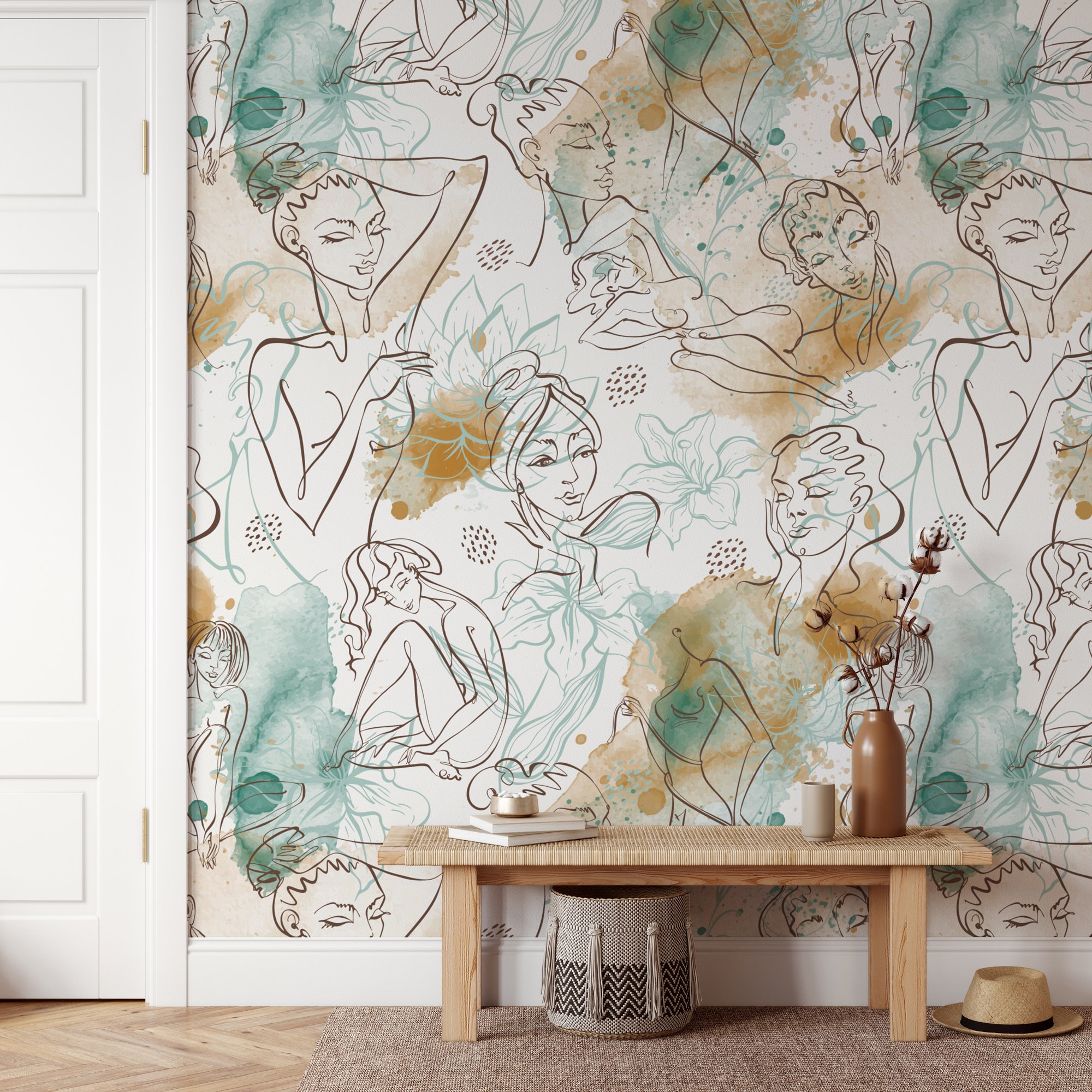 Art Wallpaper Peel and Stick Female Body Wall Mural Line Art - Etsy Art Wallpaper Peel and Stick Female Body Wall Mural Line Art - Etsy