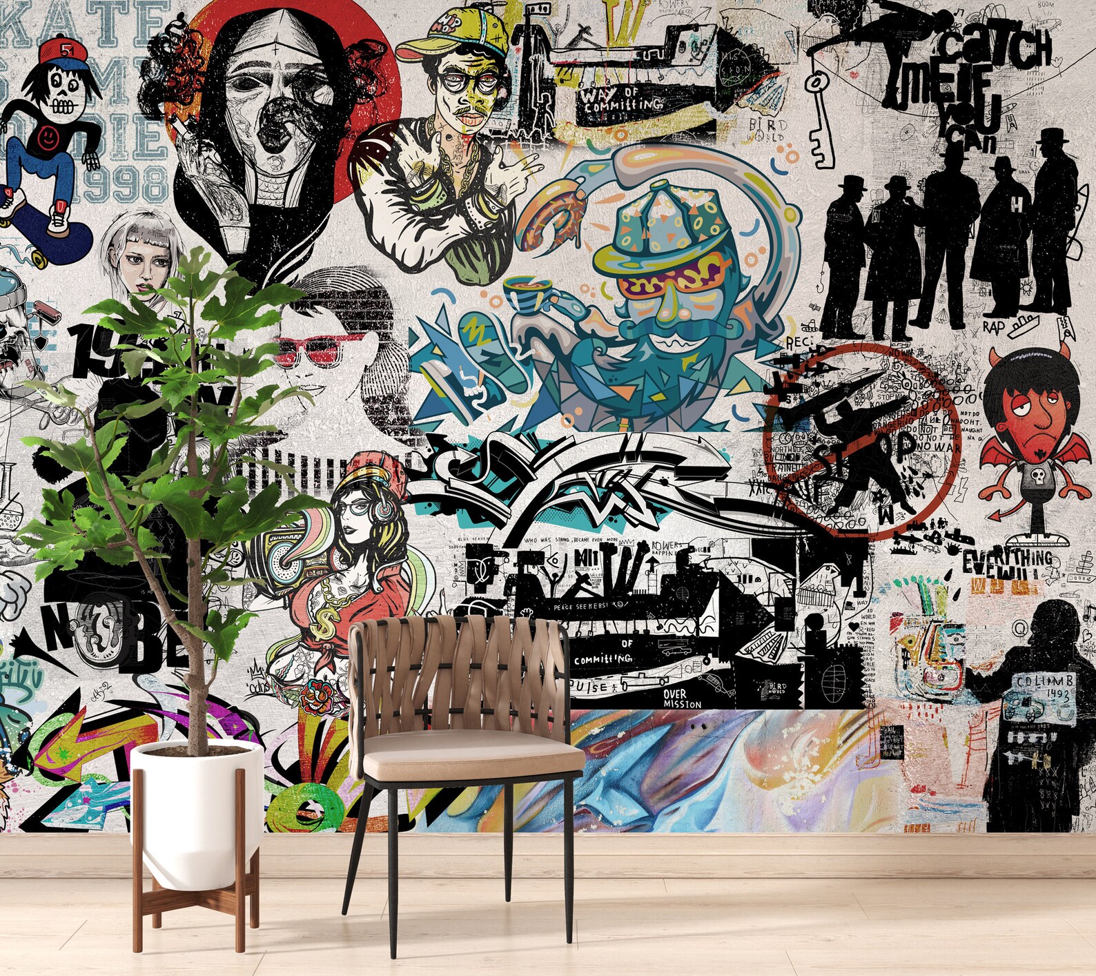 Graffiti Street Art Wallpaper Peel and Stick Art Wallpaper - Etsy