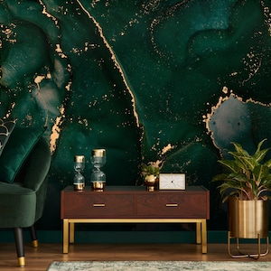 Green Marble Wallpaper | Marble Wall Mural Peel and Stick
