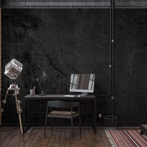 Concrete Wallpaper Peel and Stick Black Concrete Texture Modern Wall Mural image 4