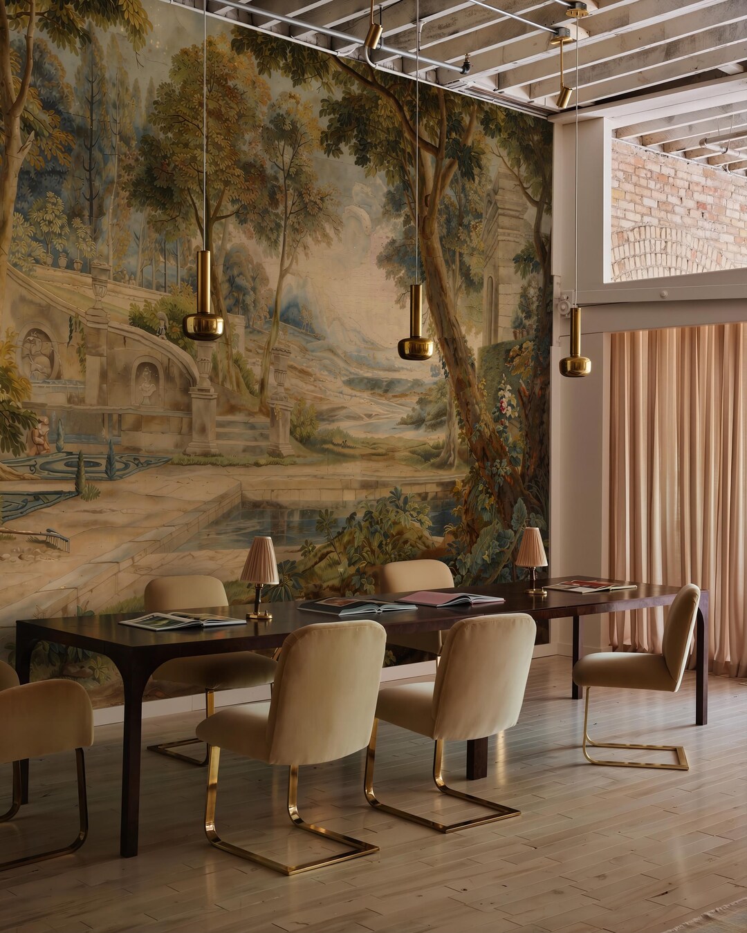 Classic Scenic Garden Wallpaper | Vintage Landscape Wall Mural ...