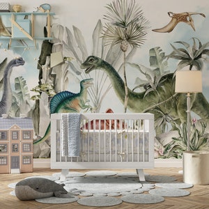 Dinosaurs Wallpaper Peel and Stick, Kids Wallpaper, Jurassic World Wallpaper, Kids Room Wallpaper, Removable Wallpaper